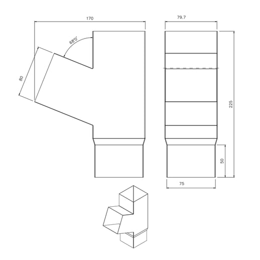 Regen T-stuk 60° | Staal | Ø 80 mm | 9005 - Gitzwart #2