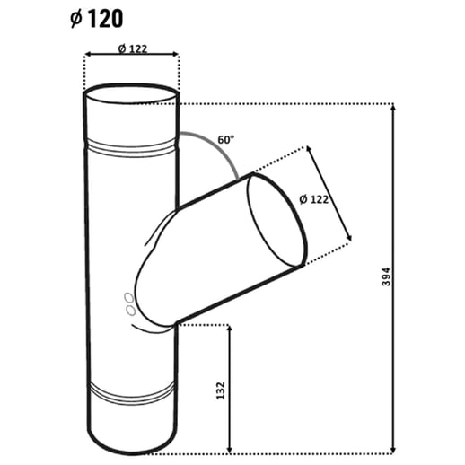 Regen T-stuk 60° | Staal | Ø 120 mm | 9006 - Zilver-Metallic #2