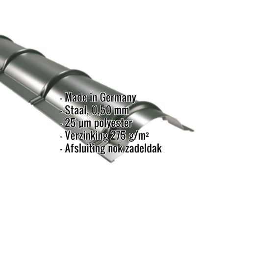 Ronde nok | 1,86 m | Staal 0,50 mm | 25 µm Polyester | 6020 - Chroomoxydegroen #2