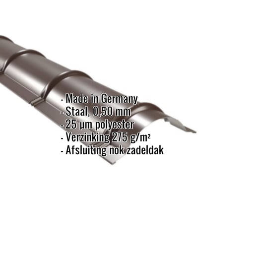 Ronde nok | 1,86 m | Staal 0,50 mm | 25 µm Polyester | 8014 - Sepiabruin #2