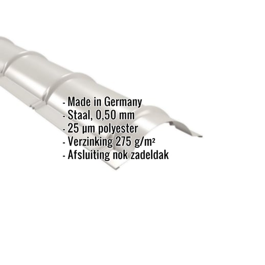 Ronde nok | 1,86 m | Staal 0,50 mm | 25 µm Polyester | 9002 - Grijswit #2