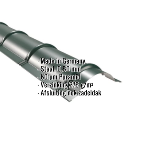 Ronde nok | 1,86 m | Staal 0,50 mm | 60 µm Puramid | 6005 - Mosgroen #2