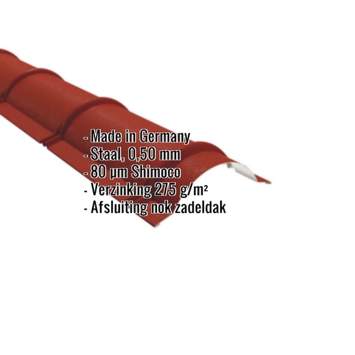 Ronde nok | 1,86 m | Staal 0,50 mm | 80 µm Shimoco | 3009 - Oxyderood #2
