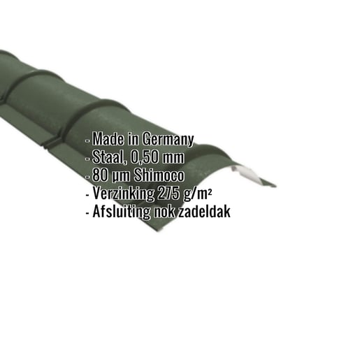 Ronde nok | 1,86 m | Staal 0,50 mm | 80 µm Shimoco | 6020 - Chroomoxydegroen #2