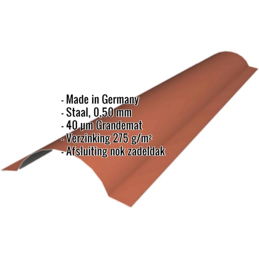 Ronde nok | 1,86 m | Staal 0,50 mm | 200 µm HPS | Terracotta #2