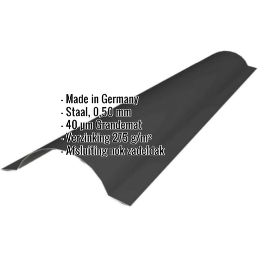 Ronde nok | 1,86 m | Staal 0,50 mm | 40 µm Grandemat | 9005 - Gitzwart #2