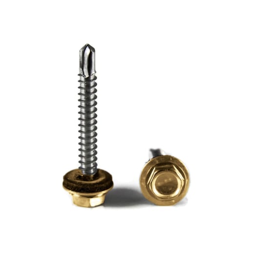 RVS schroeven | Voor montage profieltop op houten constructie | 6,5 x 50 mm D22 | Zandgeel #1