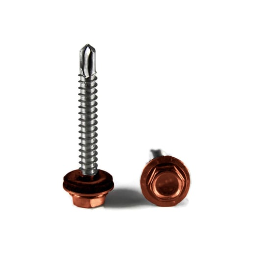 RVS schroeven | Voor montage profieltop op houten constructie | 6,5 x 50 mm D22 | Koperbruin #1
