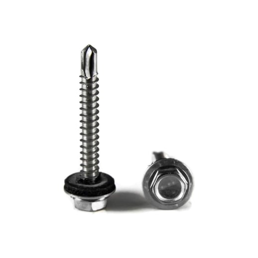 RVS schroeven | Voor montage profieltop op houten constructie | 6,5 x 65 mm D16 | Grijs aluminiumkleurig #1