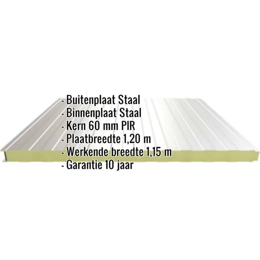 Sandwich Paneel Wall 1150 40 | Gevel | Kern 4 cm | 25 µm Polyester | 9002 - Grijswit | 3,00 m #2