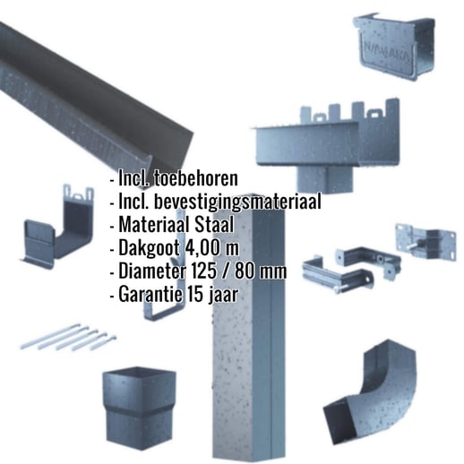 Stalen bakgoot voordeelpakket 4,00 m | Ø 125/80 mm | 7016 - Antracietgrijs #2