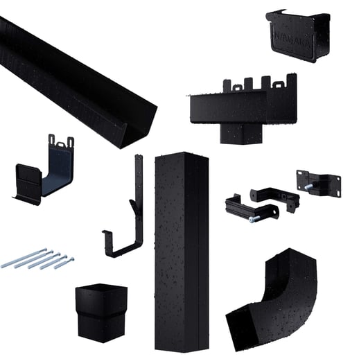 Stalen bakgoot voordeelpakket 6 m | Ø 125/80 mm | 9005 - Gitzwart #1