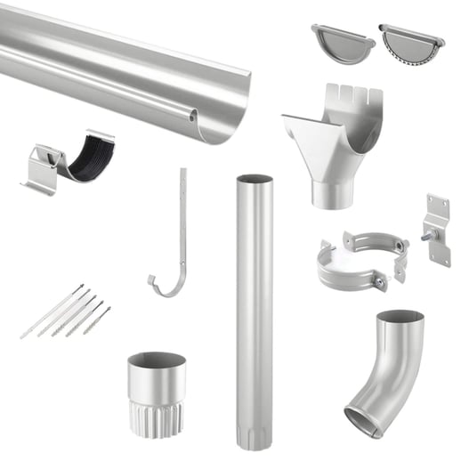 Stalen dakgoot voordeelpakket 10 m | Ø 125/90 mm | 9006 - Zilver-Metallic #1