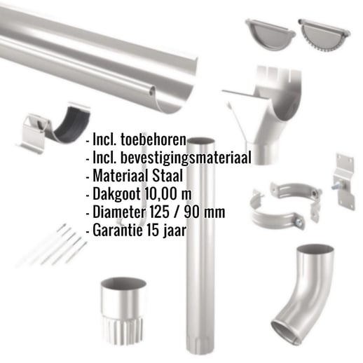 Stalen dakgoot voordeelpakket 10 m | Ø 125/90 mm | 9007 - Grijs aluminiumkleurig #2