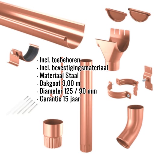 Stalen dakgoot voordeelpakket 3,00 m | Ø 125/90 mm | 8004 - Koperbruin #2