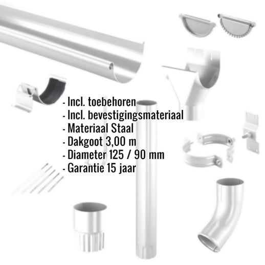 Stalen dakgoot voordeelpakket 3,00 m | Ø 125/90 mm | 9006 - Zilver-Metallic #2