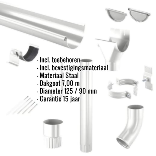 Stalen dakgoot voordeelpakket 7 m | Ø 125/90 mm | 9006 - Zilver-Metallic #2
