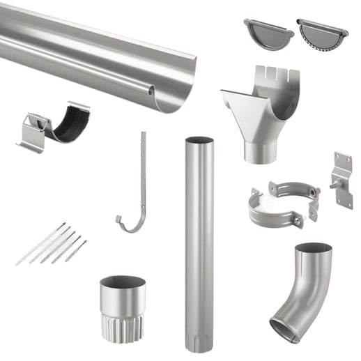 Stalen dakgoot voordeelpakket 7 m | Ø 125/90 mm | 9007 - Grijs aluminiumkleurig #1