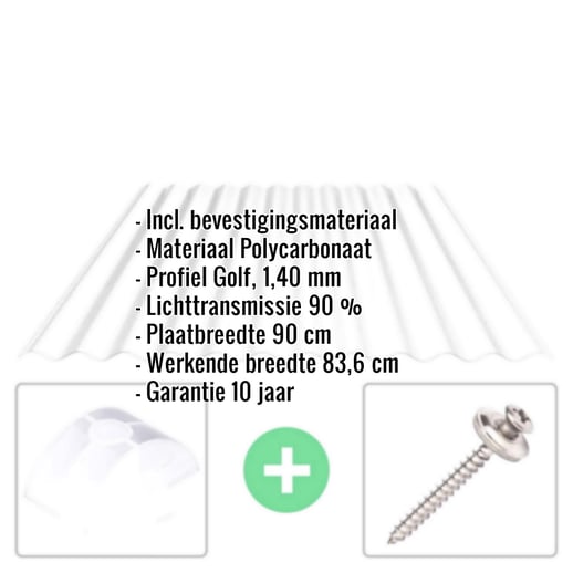 Polycarbonaat golfplaat | 76/18 | Voordeelpakket | 1,40 mm | Helder | C-Structuur | Breedte 2,57 m | Lengte 2,00 m #2