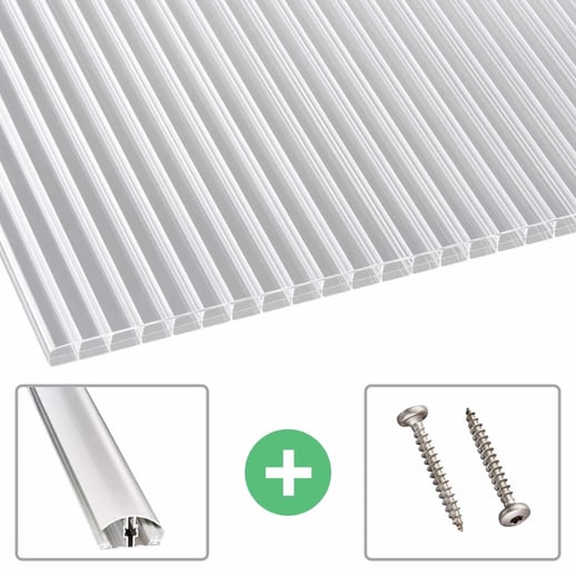 Polycarbonaat kanaalplaat | 16 mm | Profiel A4 | Voordeelpakket | Plaatbreedte 98 cm | Helder | Blueline | Breedte 3,09 m | Lengte 2,00 m #1