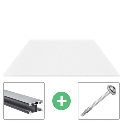 Polycarbonaat kanaalplaat | 16 mm | Profiel ECO | Voordeelpakket | Plaatbreedte 1,20 m | Opaal wit | Breedte 3,71 m | Lengte 2,00 m #1