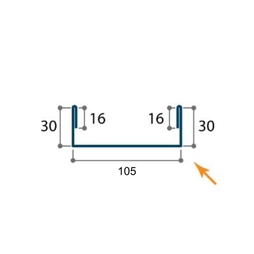 U-profiel | 30 x 103 x 30 x 3000 mm | Staal 0,50 mm | 25 µm Polyester | 9002 - Grijswit #3