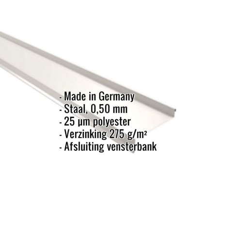 Vensterbank | 5 cm x 11,5 cm x 4 cm x 2,00 m | Staal 0,50 mm | 25 µm Polyester | 9010 - Zuiverwit #2