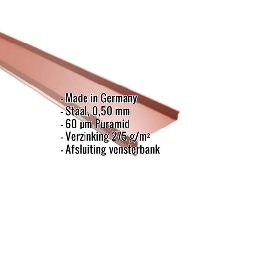 Vensterbank | 5 cm x 11,5 cm x 4 cm x 2,00 m | Staal 0,50 mm | 60 µm Puramid | 8004 - Koperbruin #2