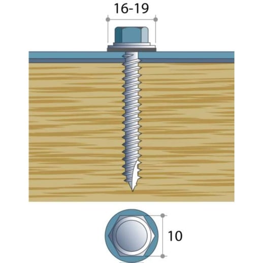 Verzinkte schroeven | Voor montage profieltop op houten constructie | 6,5 x 22 mm E16 | Blank #1
