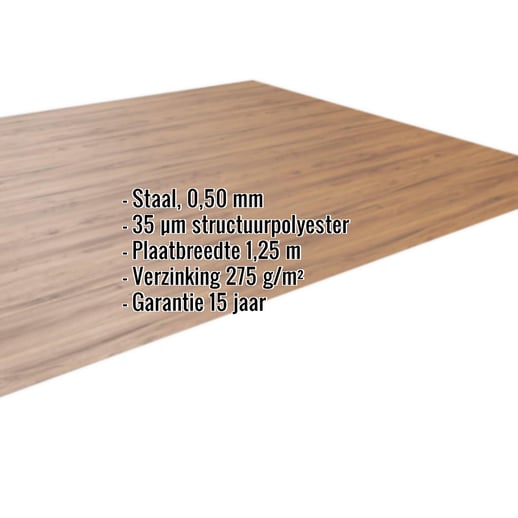 Vlakke plaat | Staal 0,50 mm | 35 µm Structuurpolyester | Houtlook - Eiken #2