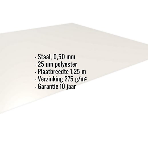 Vlakke plaat | Staal 0,50 mm | 25 µm Polyester | 9010 - Zuiverwit #2