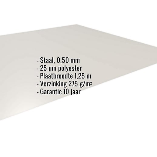 Vlakke plaat | Staal 0,50 mm | 25 µm Polyester | 9002 - Grijswit #2