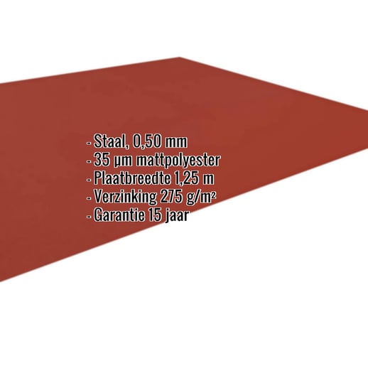 Vlakke plaat | Staal 0,50 mm | 35 µm Mattpolyester | 29 - Rood #2
