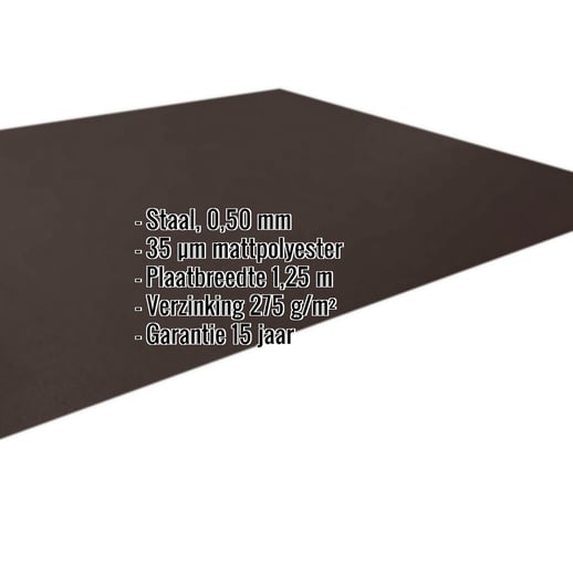 Vlakke plaat | Staal 0,50 mm | 35 µm Mattpolyester | 32 - Donkerbruin #2