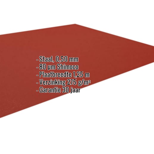 Vlakke plaat | Staal 0,50 mm | 80 µm Shimoco | 3009 - Oxyderood #2