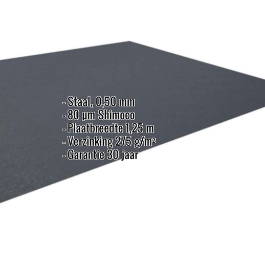 Vlakke plaat | Staal 0,50 mm | 80 µm Shimoco | 7016 - Antracietgrijs #2