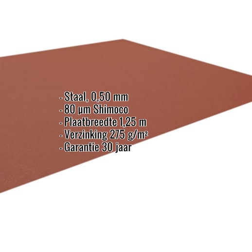 Vlakke plaat | Staal 0,50 mm | 80 µm Shimoco | 8004 - Koperbruin #2