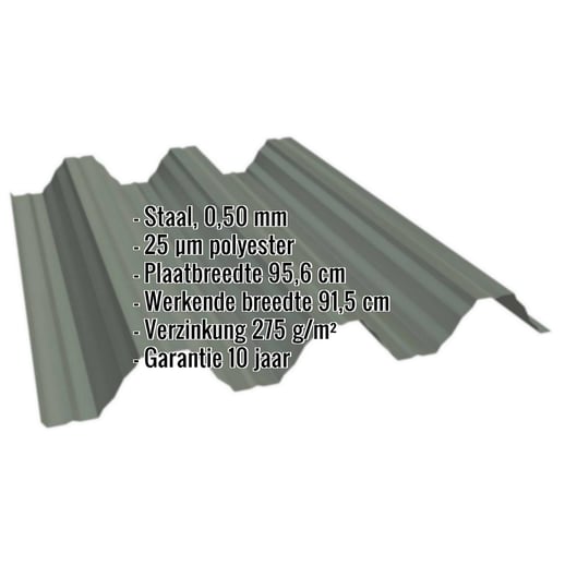 Warmdakplaat T92P | Dak | Staal 0,50 mm | 25 µm Polyester | 6020 - Chroomoxydegroen #2