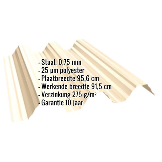 Warmdakplaat T92P | Dak | Staal 0,75 mm | 25 µm Polyester | 1015 - Licht ivoorkleurig #2