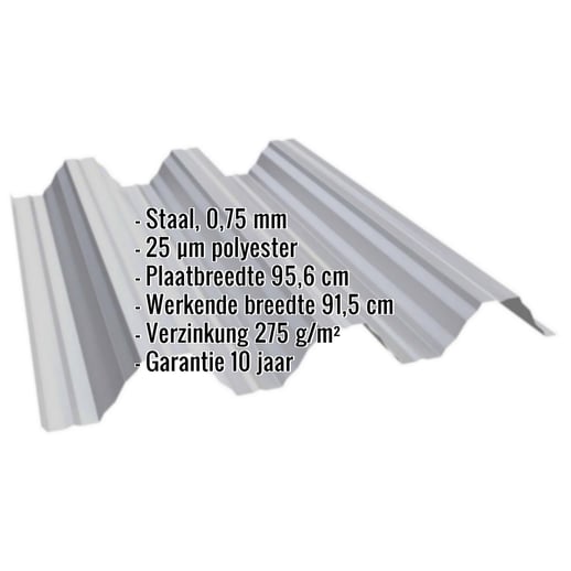 Warmdakplaat T92P | Dak | Staal 0,75 mm | 25 µm Polyester | 9006 - Zilver-Metallic #2