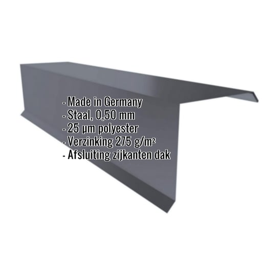 Windveer | 15 cm x 15 cm x 2,00 m | Staal 0,50 mm | 25 µm Polyester | 7024 - Grafietgrijs #2