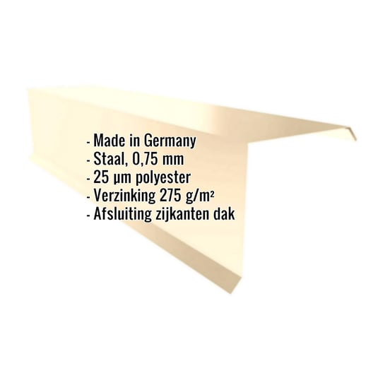 Windveer | 15 cm x 15 cm x 2,00 m | Staal 0,75 mm | 25 µm Polyester | 1015 - Licht ivoorkleurig #2