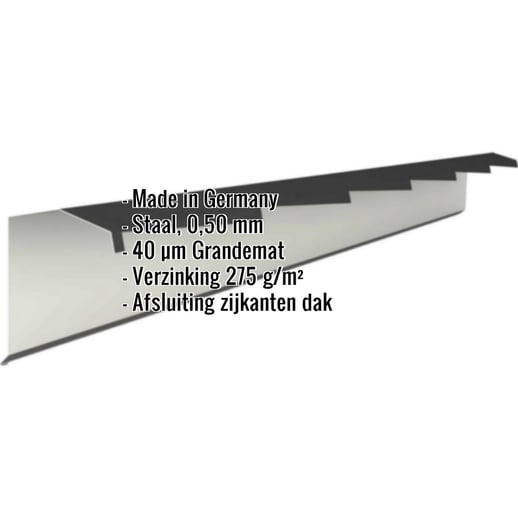 Windveer | 60 x 60 x 140 x 2120 mm | Staal 0,50 mm | 40 µm Grandemat | 9005 - Gitzwart | Links #2