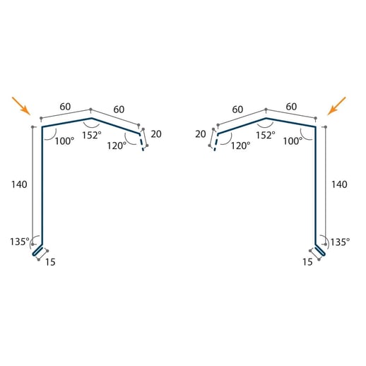 Windveer | 60 x 60 x 140 x 2120 mm | Staal 0,50 mm | 40 µm Grandemat | 9005 - Gitzwart | Links #8