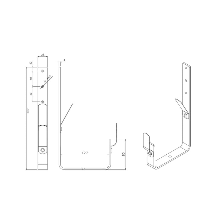 Universeel goot beugel | Veer / Veer Staal | Ø 125 mm | 7016 - Antracietgrijs | Lengte = 210 mm Universeel goot beugel | Veer / Veer | Staal | Ø 125 mm | 7016 - Antracietgrijs | Lengte = 210 mm #2
