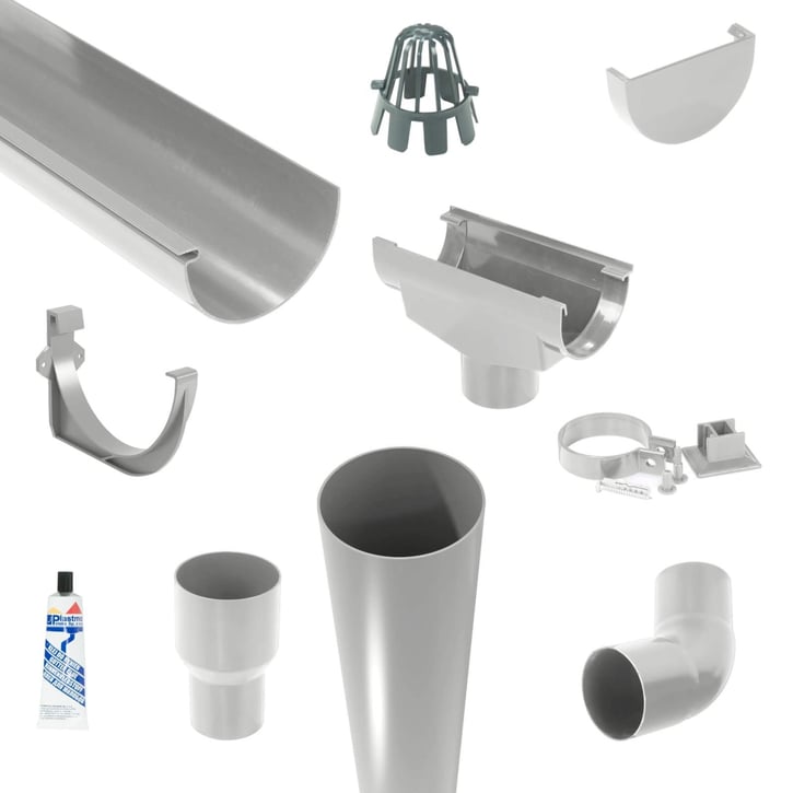 Kunststof dakgoot voordeelpakket 8,00 m | Ø 150/110 mm | Kleur grijs #1
