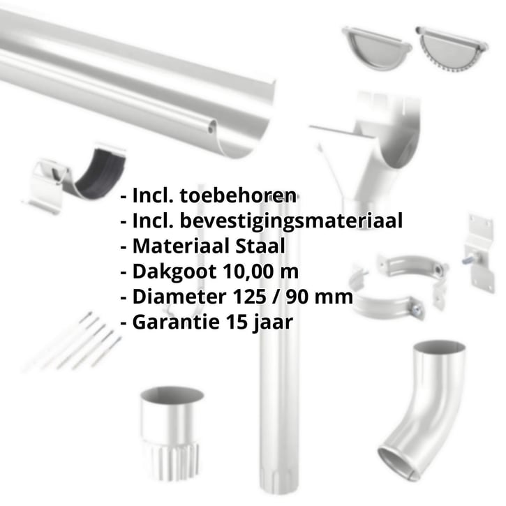 Stalen dakgoot voordeelpakket 10 m | Ø 125/90 mm | 9006 - Zilver-Metallic #2
