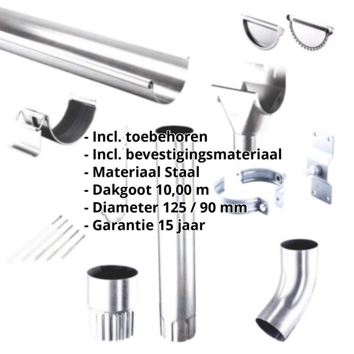 Stalen dakgoot voordeelpakket 10 m | Ø 125/90 mm | Verzinkt #2