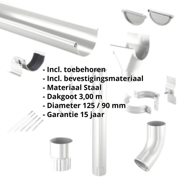 Stalen dakgoot voordeelpakket 3 m | Ø 125/90 mm | 9006 - Zilver-Metallic #2