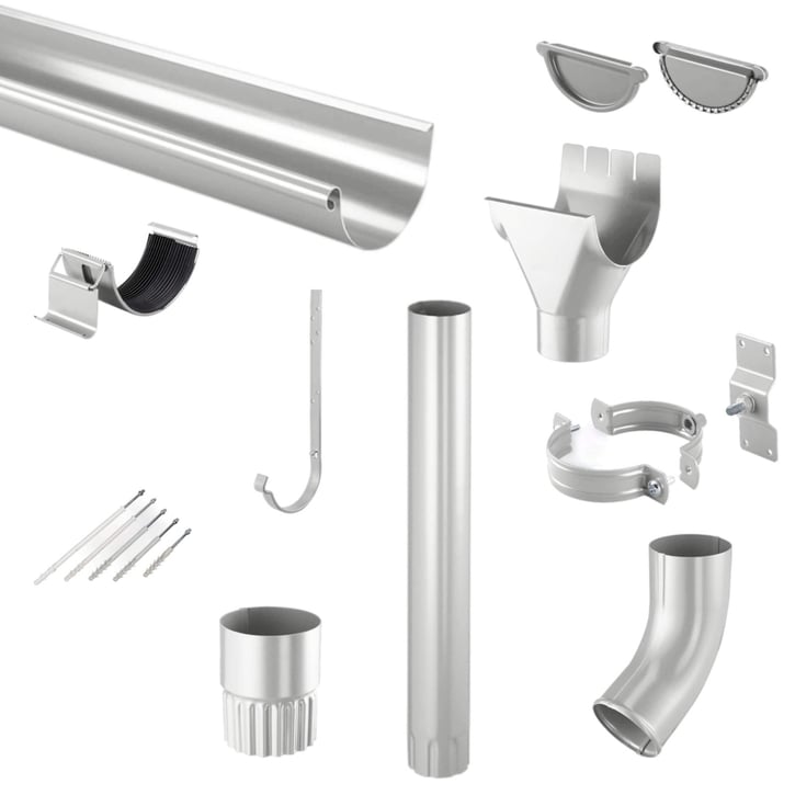 Stalen dakgoot voordeelpakket 3 m | Ø 125/90 mm | 9006 - Zilver-Metallic #1